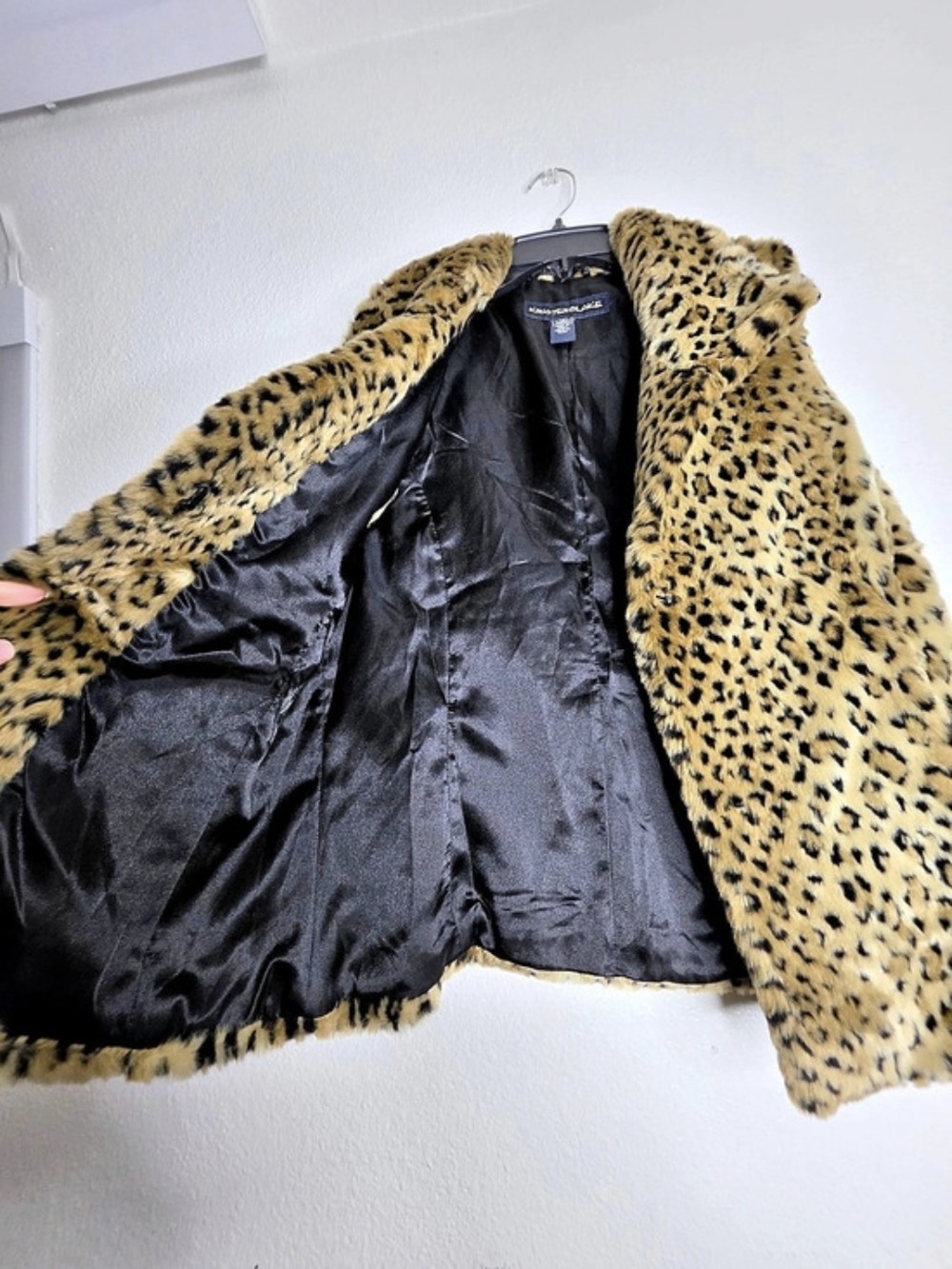 Kristen Blake Leopard Print Collared Lined Vest Pockets Medium Beige Black - Picture 5 of 11